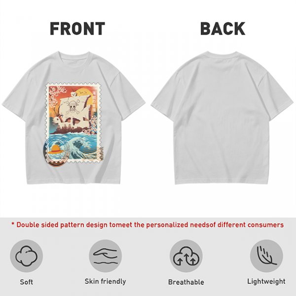 One Piece Going Merry Ship Stamp Graphic T-Shirt