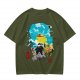 Olive T-shirt with anime pig pilot and seaplane graphic