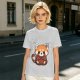 Olive T-Shirt With Cute Shy Red Panda Graphic Print
