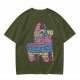 Olive T-Shirt With Colorful Donkey Pinata Graphic Print