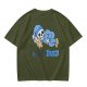 Olive T-Shirt with Sleeping Skeleton in Pajamas 'Dead Tired' Print