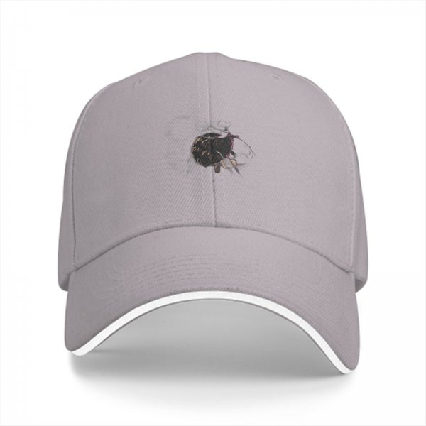 Black Baseball Cap With Subtle Dark Artwork Design