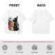 Olive T-shirt with black cat watching moon witch silhouette print