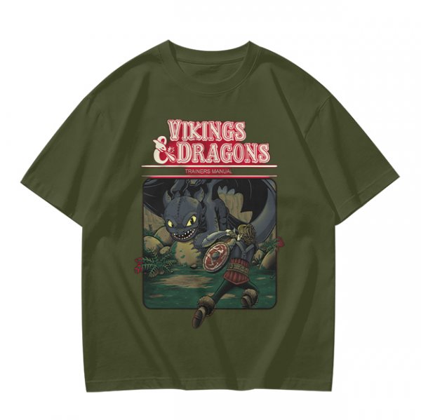 Vikings and Dragons T-Shirt with Fantasy Dragon Graphic