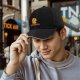 Black Baseball Cap With Cute Duck Holding Coffee Quackfeine Print