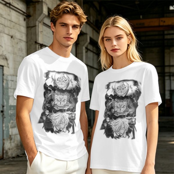 One Piece Straw Hat Crew Monochrome Graphic T-Shirt