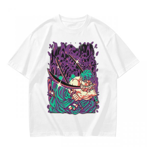 Olive T-Shirt With Anime Swordsman Graphic Print