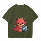 Cute Red Dragon Holding D20 Dice Graphic T-Shirt