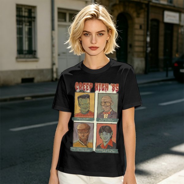 Creep High '85 Monster Characters Graphic T-Shirt