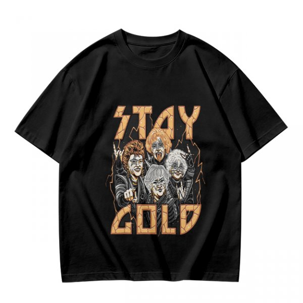 Olive Graphic T-Shirt with Stay Gold Rock Band Artwork