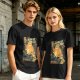 Olive t-shirt with vintage comic style 'I Blew Up The Cat!' print