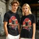 Olive t-shirt with cute cat sushi characters on a wooden platter
