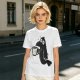 Olive Green T-Shirt With Cartoon Crow Holding Coffee Mug Print