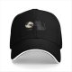 Black Baseball Cap With Cat Touching Globe Print