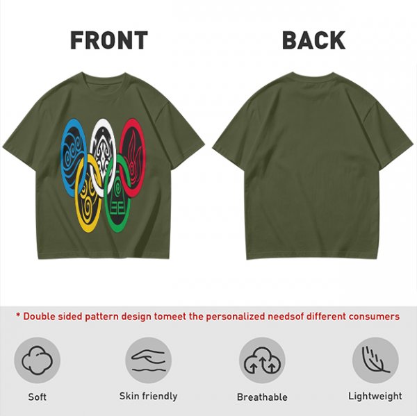 Avatar The Last Airbender Four Elements Symbols Graphic T-Shirt