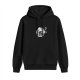 Black graphic hoodie with pizza chef cat design
