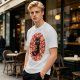 Olive T-Shirt With Cute Black Cat Holding Candy Surrounded By Sweets
