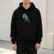 Black Hoodie With Watercolor Raven Graphic Print