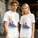 Olive T-Shirt with Watercolor Witch and Moon Art Print