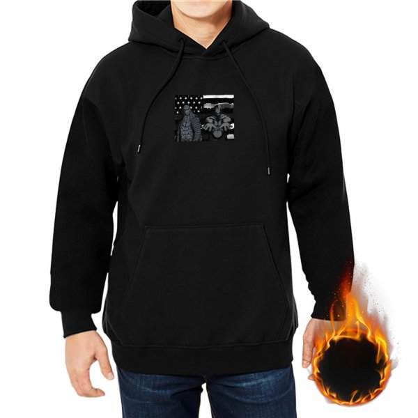 Black Hoodie With Distressed American Flag Graphic Print