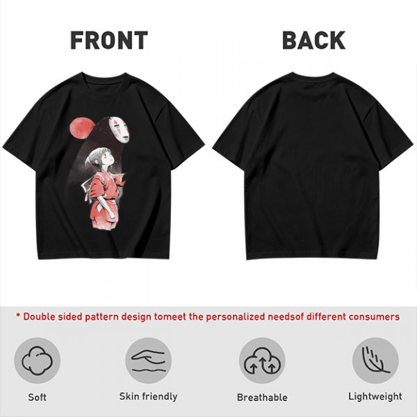 Spirited Away Chihiro and No Face Anime Graphic T-Shirt