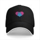 Black Baseball Cap With Blue Cat In Pink Heart Graphic