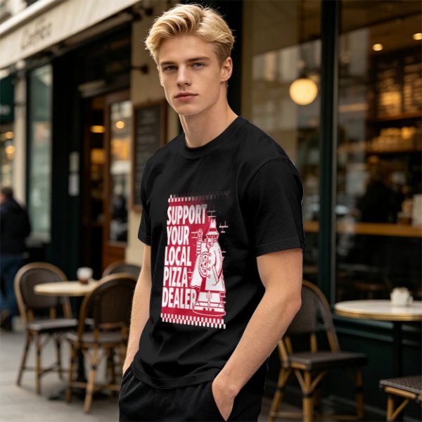 Support Your Local Pizza Dealer Graphic Olive T-Shirt