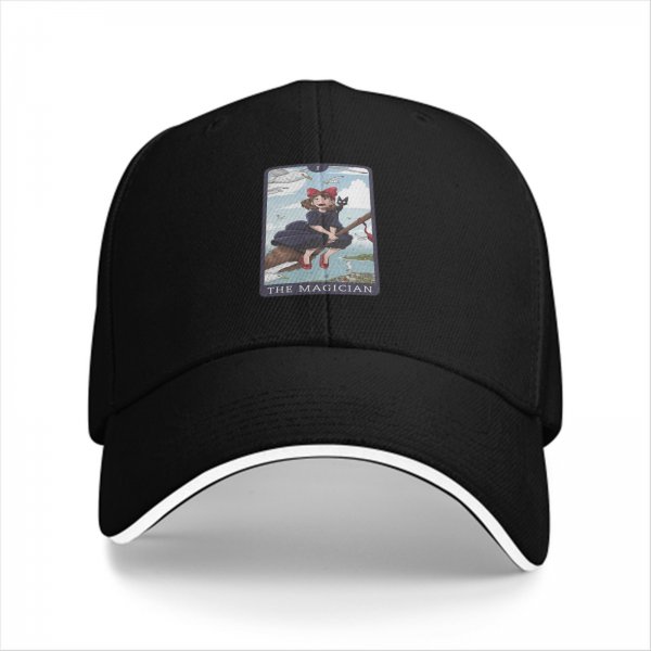 Black baseball cap with Kiki's Delivery Service The Magician tarot print