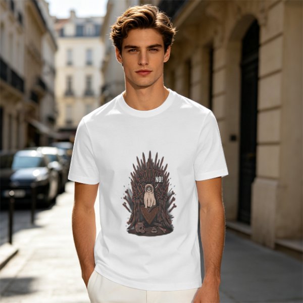 Olive T-shirt with Grumpy Cat on Iron Throne Saying No