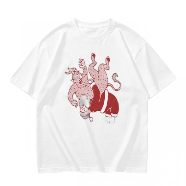 Olive T-Shirt With Krampus And Santa Graphic Print