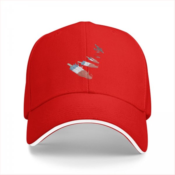 Black Baseball Cap With Falling Red White Blue Popsicle Art