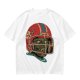 Olive T-Shirt with Zombie Football Player Helmet Graphic