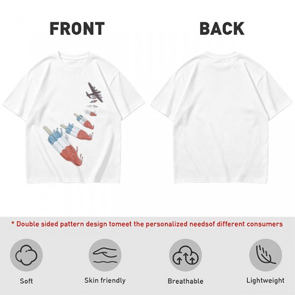Olive T-Shirt With Melting Red White Blue Popsicle Print