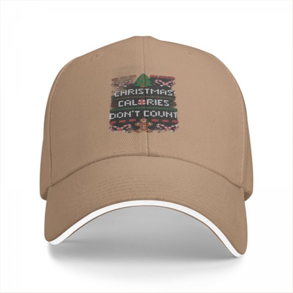 Black Baseball Cap With Christmas Calories Don't Count Festive Print