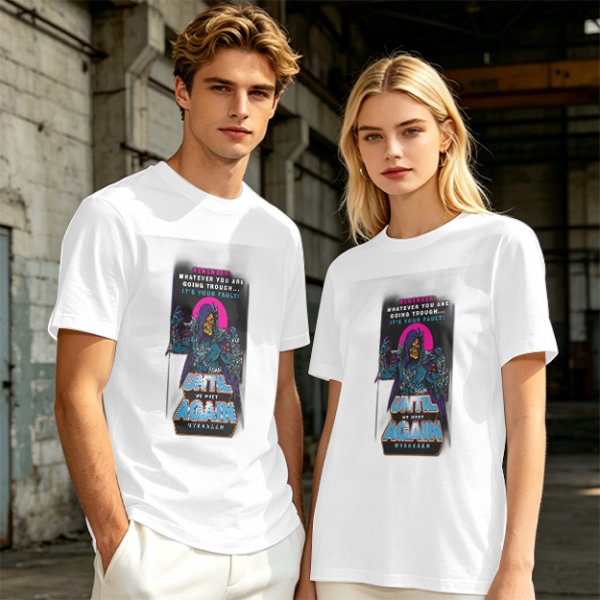 Olive graphic t-shirt with villain character and humorous text print
