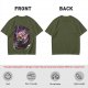 Olive T-shirt with One Piece Roronoa Zoro Three Sword Style Print