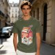Olive green t-shirt with sarcasm juice carton and grumpy cat print
