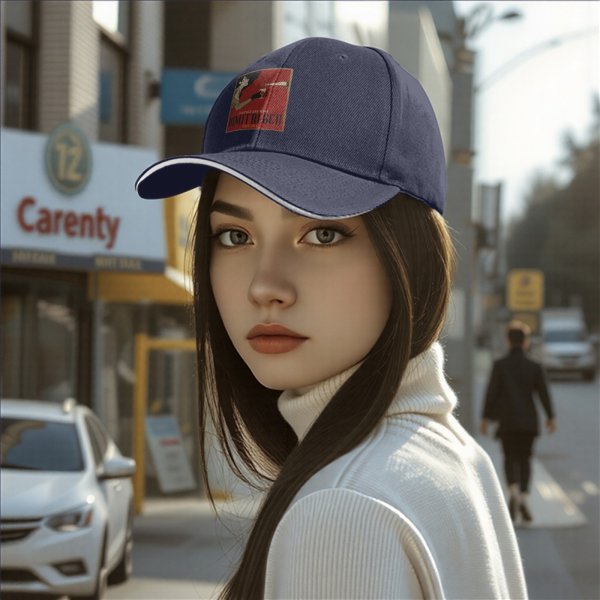 Black Baseball Cap With Vintage Wine Lady Graphic Print