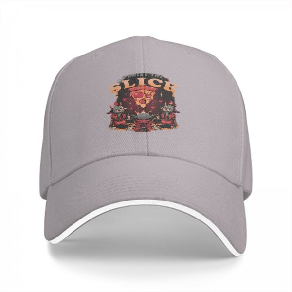 Black Baseball Cap With Praise The Slice Pizza Demon Graphic