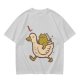 Olive T-Shirt Featuring Frog Riding Duck Holding Knife