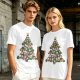 Olive T-Shirt With Cute Cat Christmas Tree Holiday Print