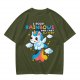 Olive t-shirt with playful unicorn rainbow poop and glitter fart graphic