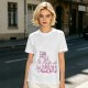 Olive Green T-Shirt With Pink Whimsical Graphic Print