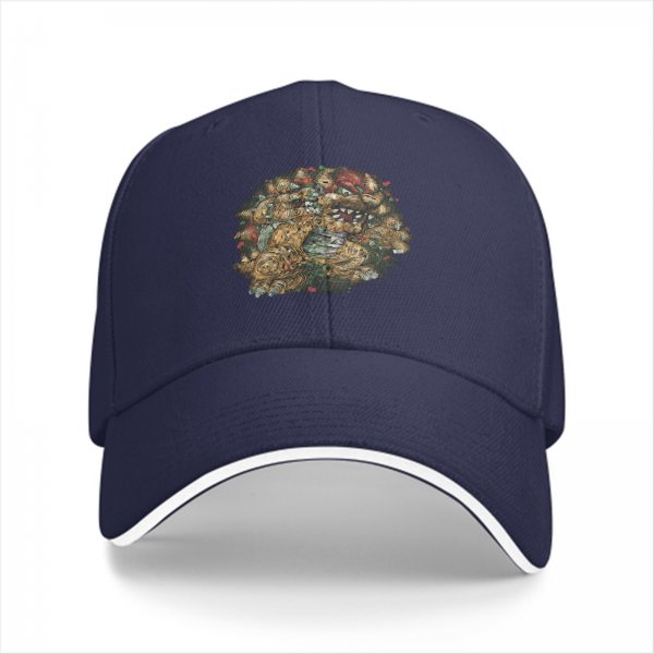 Black Baseball Cap With Detailed Fantasy Monster Art Print