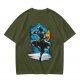 Olive T-Shirt With Fantasy Martial Artist Silhouette Graphic