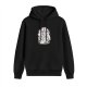 Black Hoodie With Monochrome Anthropomorphic Animal Graphic Print