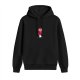 Black hoodie with cartoon horror girl print