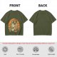 Olive Green T-Shirt Featuring a Frog Eating Spaghetti Graphic
