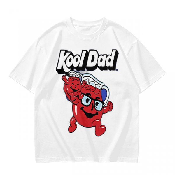 Olive green graphic t-shirt with Kool Dad and Kool-Aid mascot print
