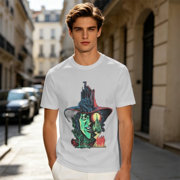 Olive T-Shirt with Wicked Witch of the West Emerald City Artwork